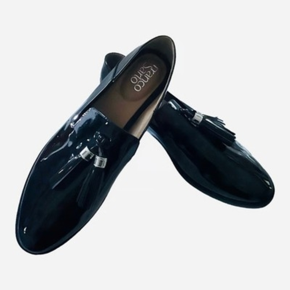 FRANCO SARTO Vegan Leather Loafers Black Women’s Slip-On Moccasins 9.5 M - Picture 5 of 7